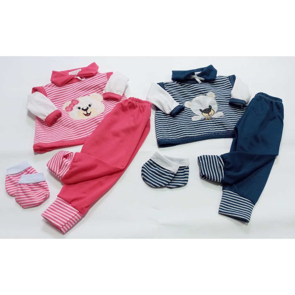 Conjunto Pagão Listrado C/ Bordado Pezinho Reversível / Ou Pezinho Aberto Roupas Recém Nascido  Bebê 04/ou 5 Peças em Oferta na Shopee