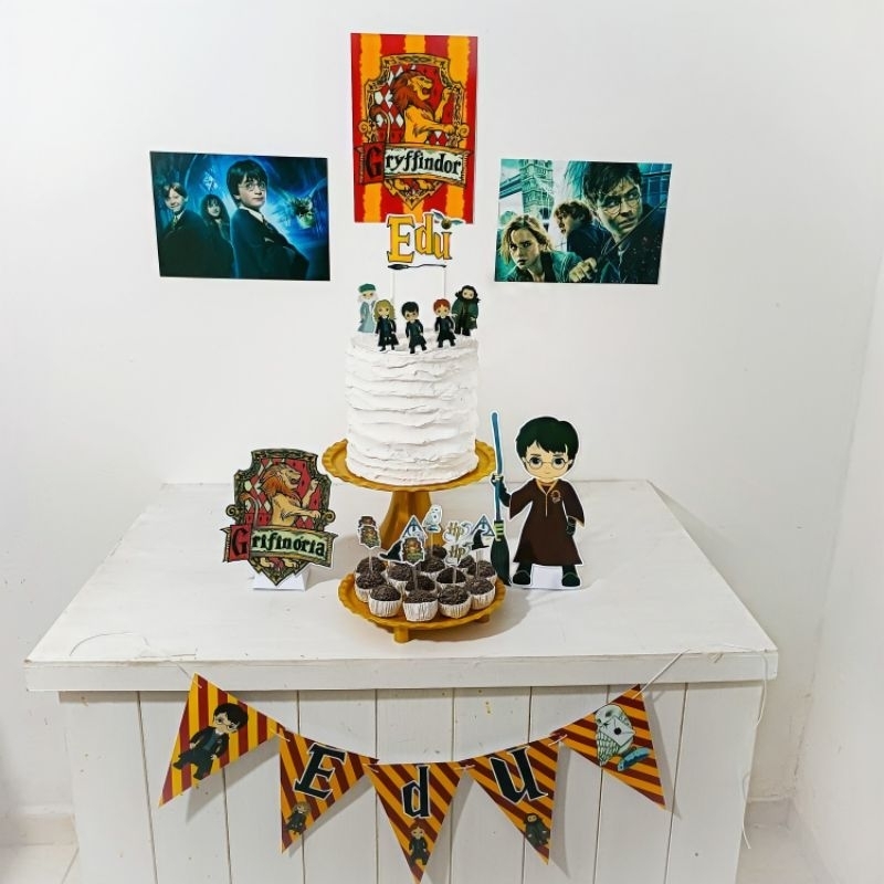 Kit Festa Festa Harry Potter Grifinória Personalizado Só Um Bolinho Festa em Casa Aniversário Infantil adulto