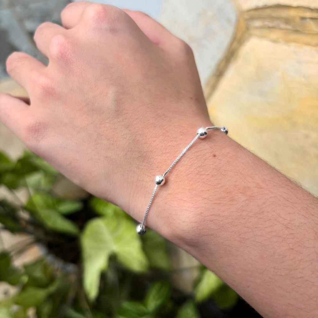 Pulseira Prata 925 Femininas Legítima Bolinha Veneziana Liso Bolinhas 17cm Pulseiras com Garantia em Oferta na Shopee