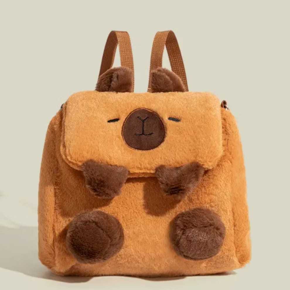 Mochila Bolsa Pelúcia Capivara Up4you Original Luxcel Marrom