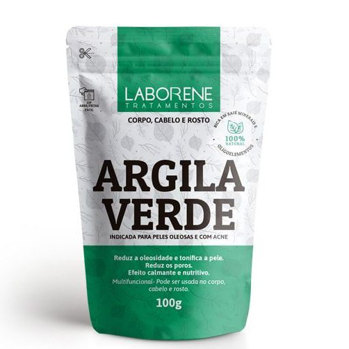 ARGILA VERDE 100G PELE OLEOSAS E COM ACNE, TONIFICA PELE REDUZ POROS EFEITO CALMANTE