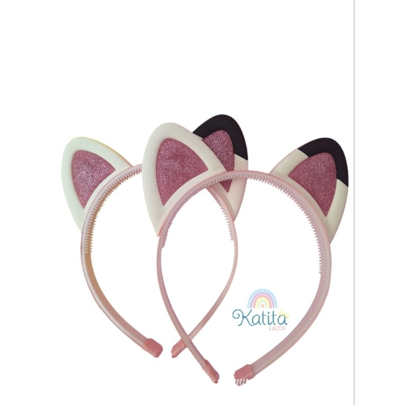 Kits de 5, 10, 15 e 20 Tiara Gabby emborrachada e com GLITER, tiara da casa mágica da Gabby, tiara Orelha gatinha