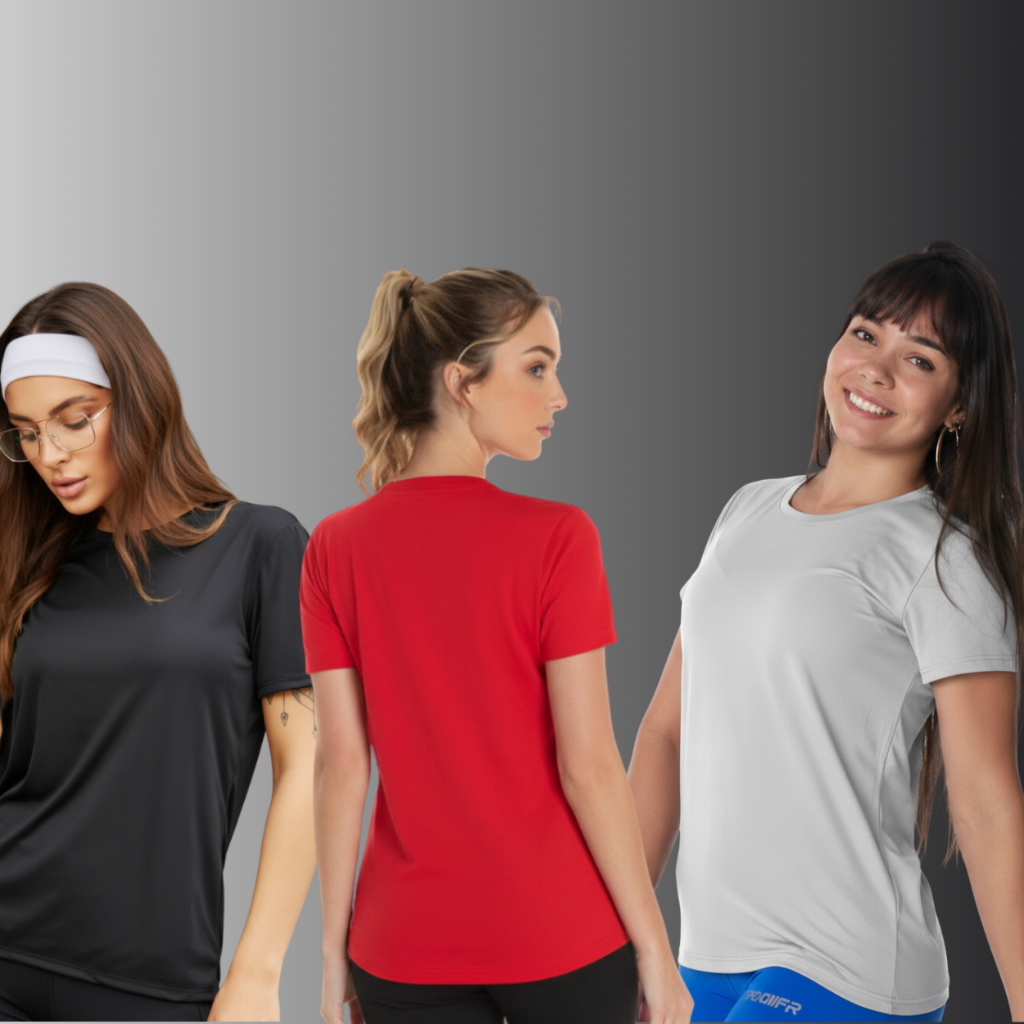 KIT 3 Camiseta Dry Fit Feminina Leve Treino Dia a Dia - Promoção ! em Oferta na Shopee