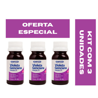 Kit 3 Violeta Genciana 30ml 1% Uniphar em Oferta na Shopee