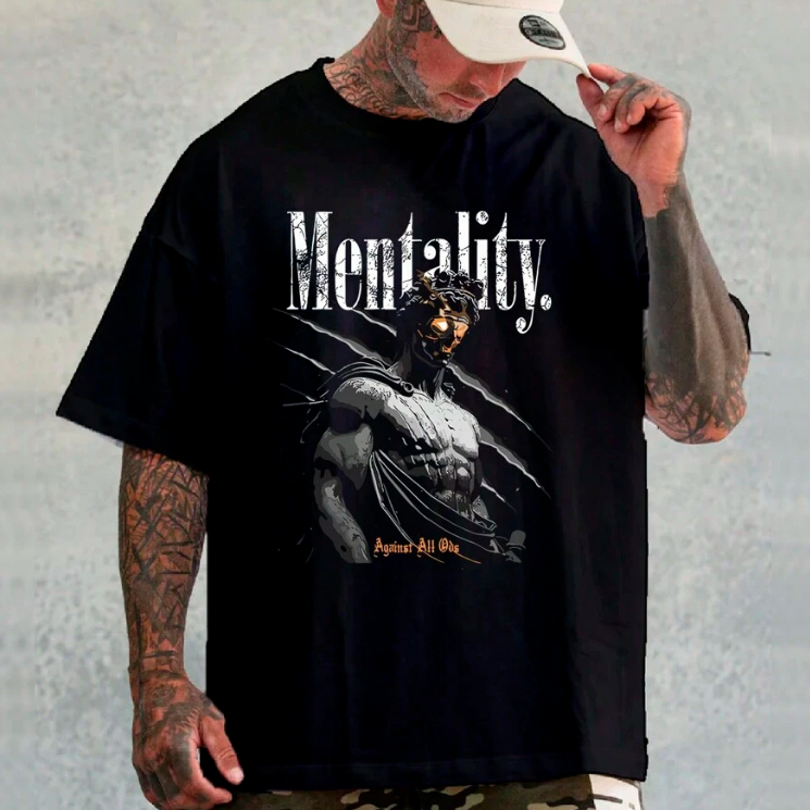 Camiseta Masculina Oversized Ou Basica Academia Gym Treino Maromba Mentality Algodao Confortavel