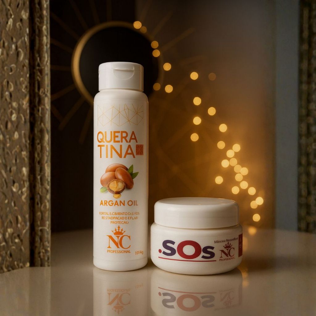 Kit Reconstrutor SOS 120gr + Queratina Líquida NC Professional | Restauração Profunda, Brilho e Força em Oferta na Shopee