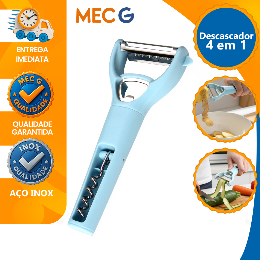 Descascador Fio Microsserrilhado e Liso 4 em 1 Saca Rolha Abridor de Garrafa Multiuso Cozinha em Oferta na Shopee