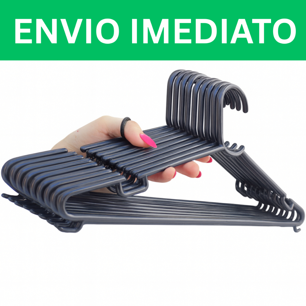 Cabide Adulto Preto Kit 100 Cabides Reforçado Organizar Roupas em Oferta na Shopee