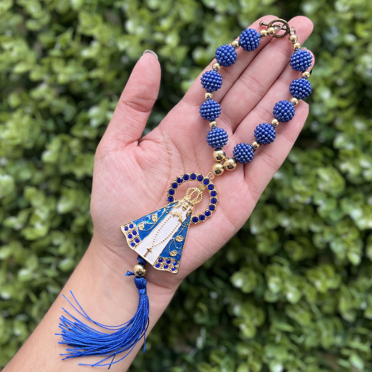 Dezena Retrovisor de Carro Nossa Senhora Aparecida Pérola Azul