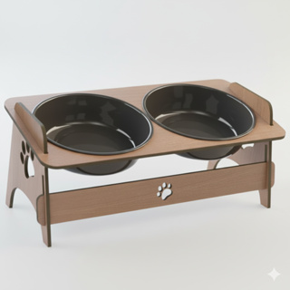 Comedouro Pet MDF Tijela Duplo 400ml Plastico Removível em Oferta na Shopee