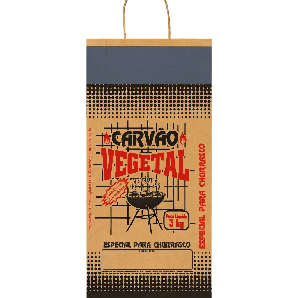 Kit Embalagem Papel Para Carvão 3kg (ARTE PADRAO) -100 Unidades em Oferta na Shopee