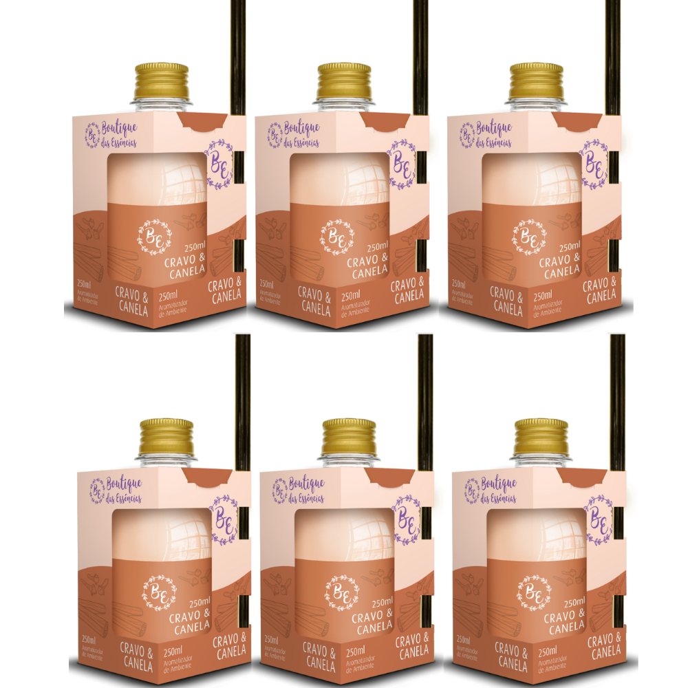 6 Difusor de ambiente Cheirinho 250ml Boutique Cravo E Canela