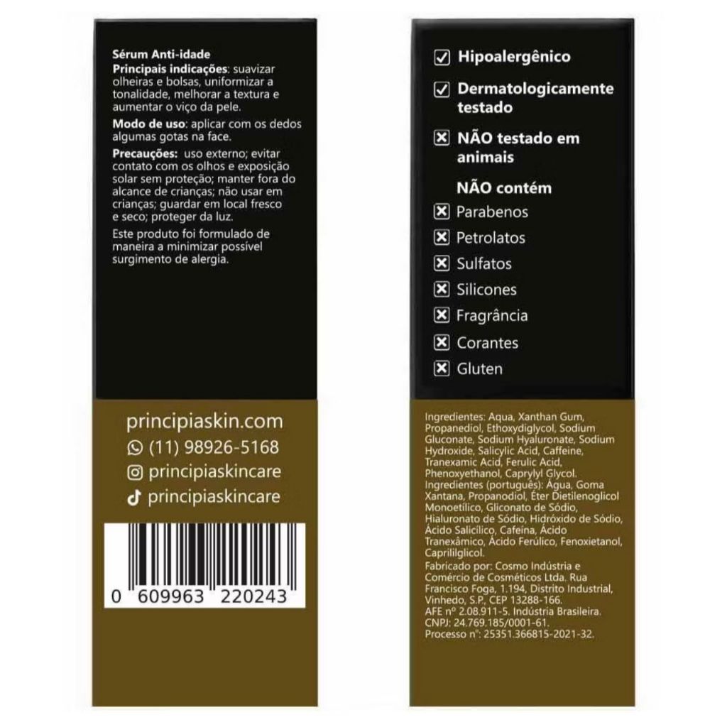 Mix-02 Principia Sérum com 5% de Cafeína, 3% de Ácido Tranexâmico e 0,5% de Ácido Ferúlico