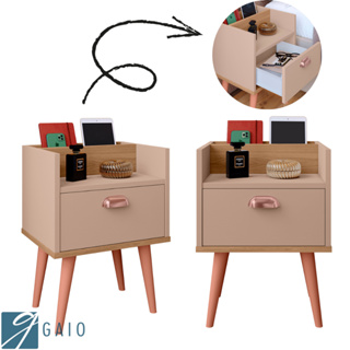 Conjunto 2 Mesas De Cabeceira Pés Retrô 1 Gaveta Porta Celular Milena em Oferta na Shopee