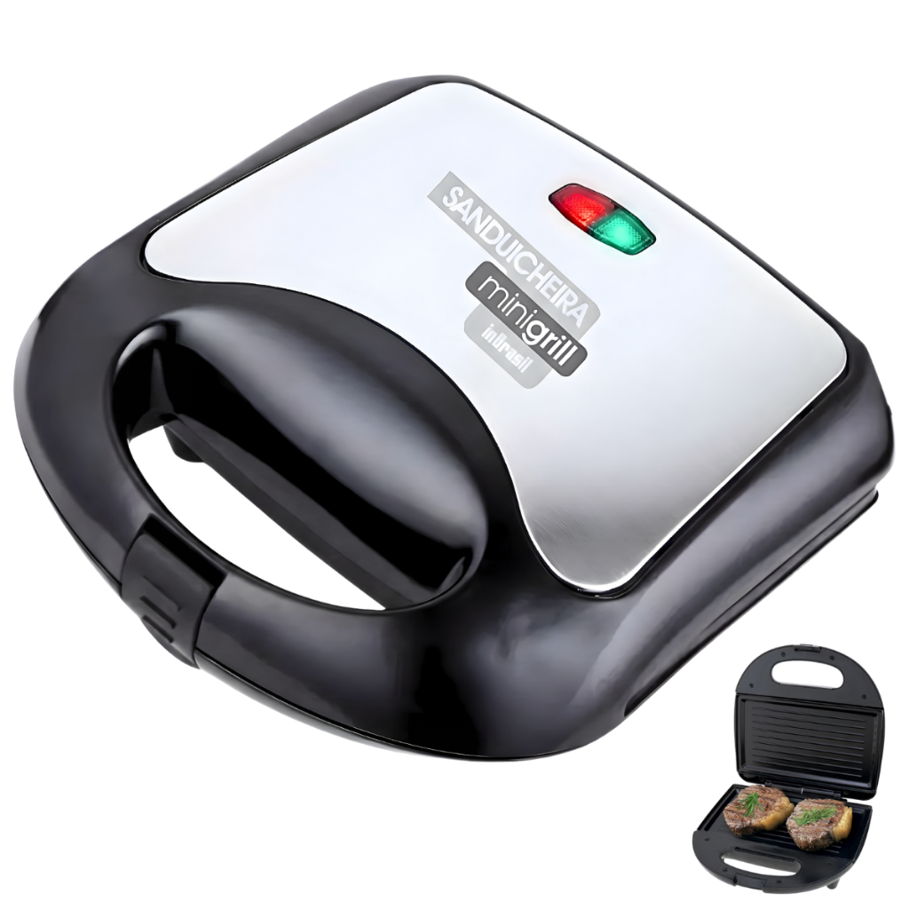 Sanduicheira Elétrica e Grill Família 2 em 1 - Inox antiaderente - 750W - Mod: INBSW01