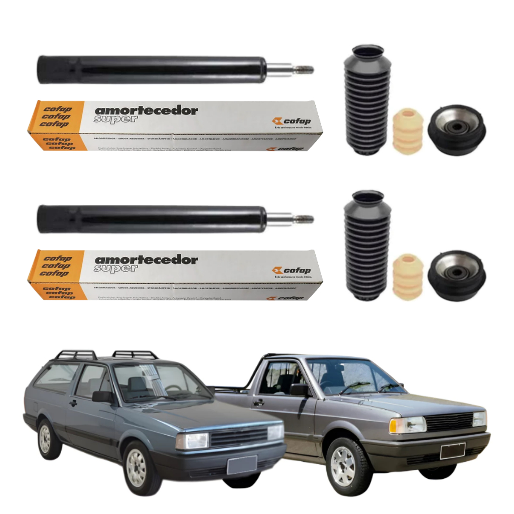 PAR AMORTECEDOR DIANTEIRO PARATI E SAVEIRO QUADRADA DE 84 A 96 ORIGINAL COFAP + KITS