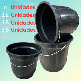 Baldes Pretos 7,5 Litros Com Alça De Ferro Reforçado Plástico