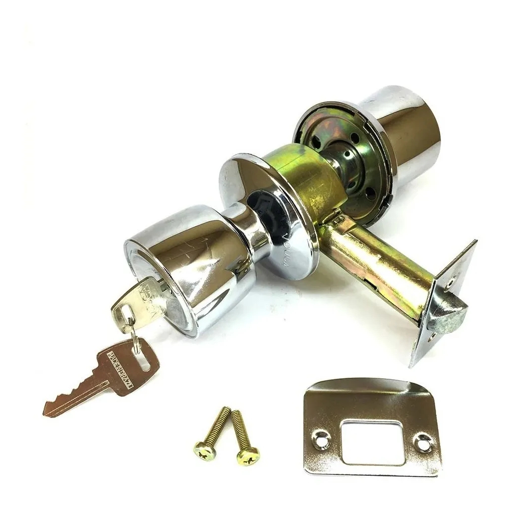 Fechadura Tubular P/ Divisórias VOUGA 012 Cromada 90mm C/ Botão