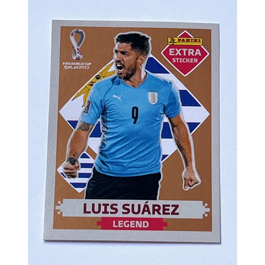 Figurinha Extra do Luis Suarez Bronze Legend da Copa do Mundo 2022. Item de Coleção Original Panini