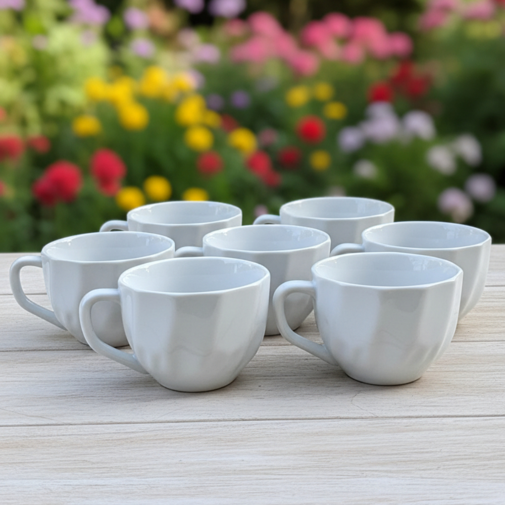 Conjunto 6 Xicaras Porcelana 200ml Café Tarde Chá Manhã Elegante Presente