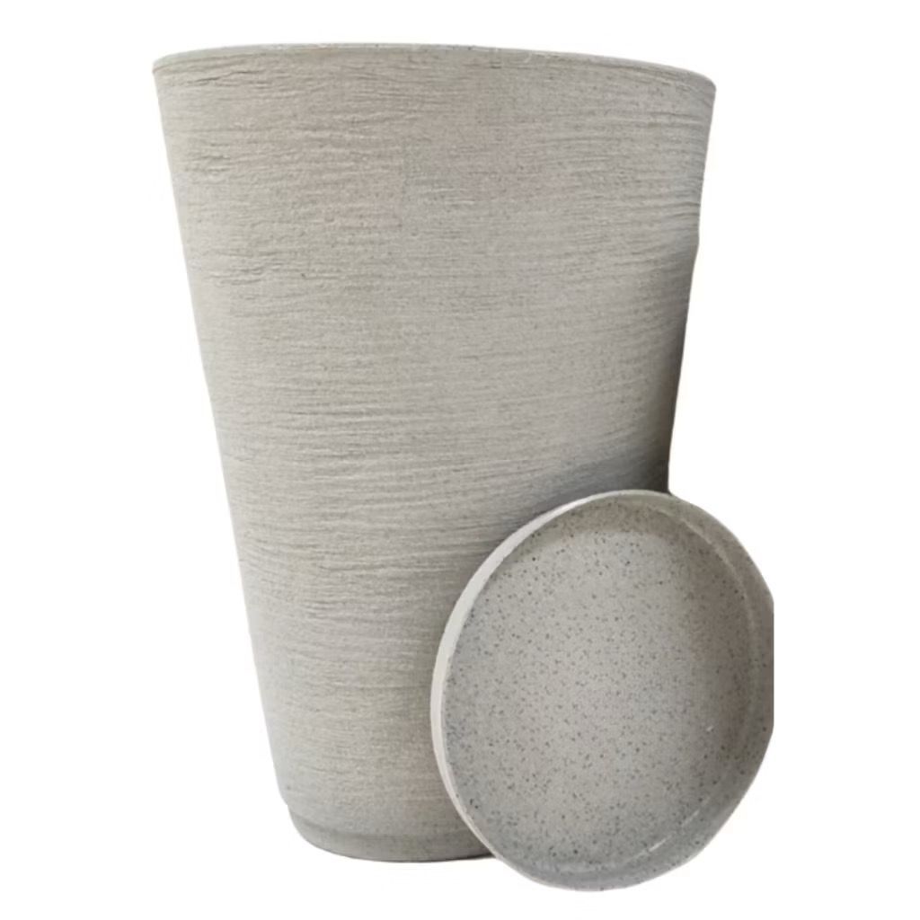 Vaso para Plantas Grande Decorativo Tamanho G 60X37 em Polietileno Coluna Redonda Cone Escovado Luxo