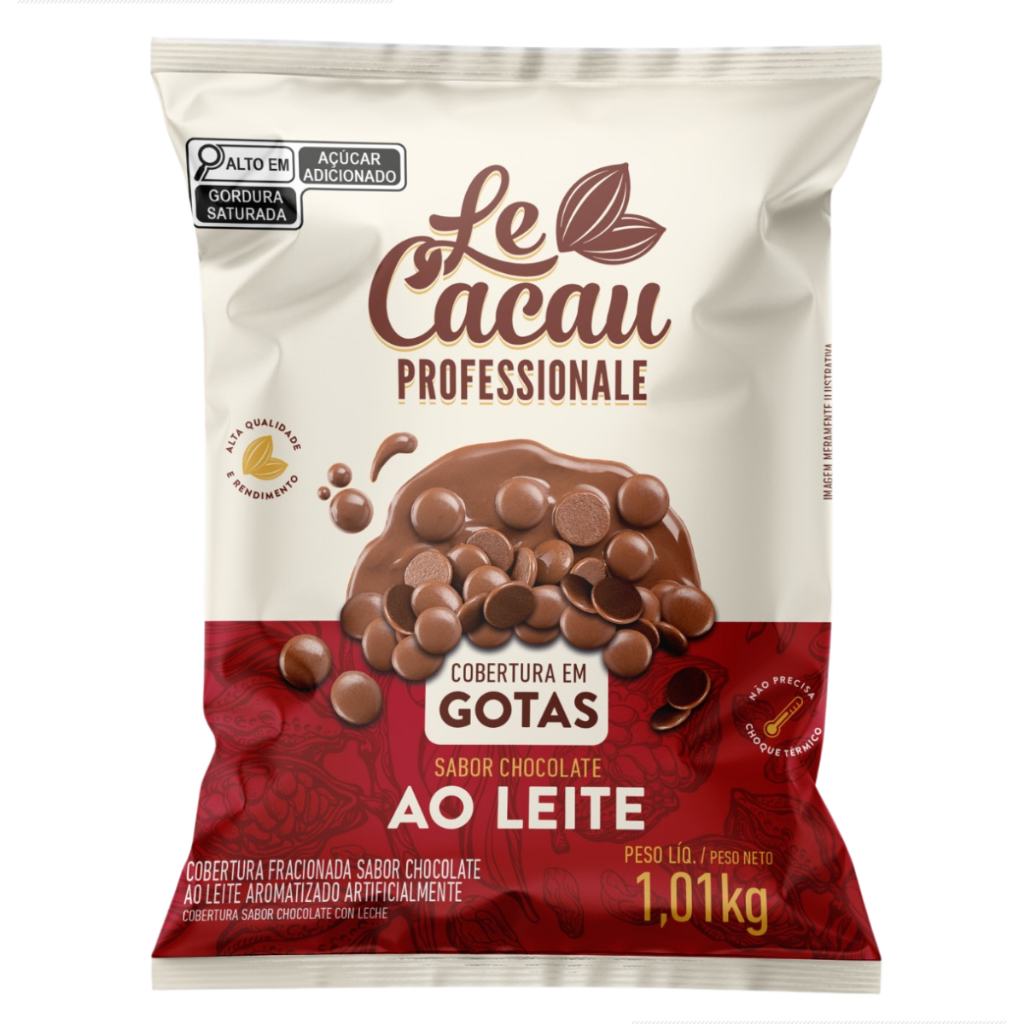 Chocolate Ao Leite Le Cacau em Gotas 1,01 2Kg Cobertura Rechear Bolos Doces Bombons Croissants