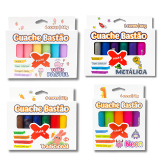 Tinta Guache em Bastão 6 Cores Variadas Super Cobertura Pronto Uso em Oferta na Shopee