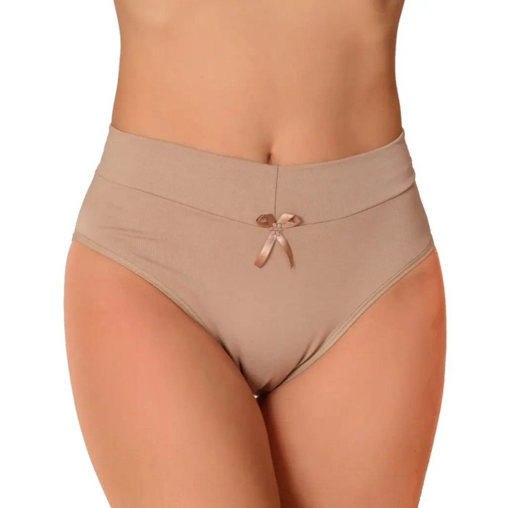 KIT 4 Calcinha Calçola Cintura Alta Lisa Redutora Luxo Lateral Larga Conforto Lingerie Feminina