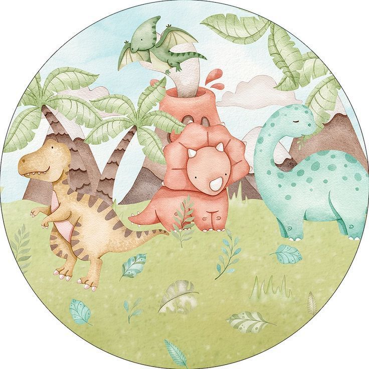 PAINEL DE FESTA INFANTIL REDONDO - DINOSSAURO BABY em Oferta na Shopee