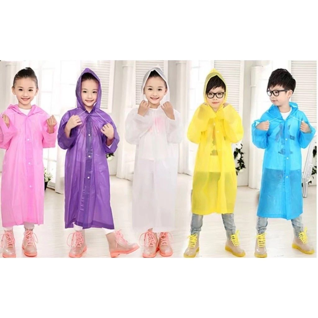 Capa de chuva INFANTIL Unissex Grossa e Longa em VInil Capuz Confortável Protetora em Oferta na Shopee