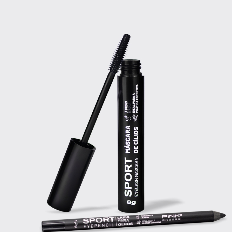 Combo Volume + Resistência: lápis de olho preto e máscara preta com pigmentação e resistência