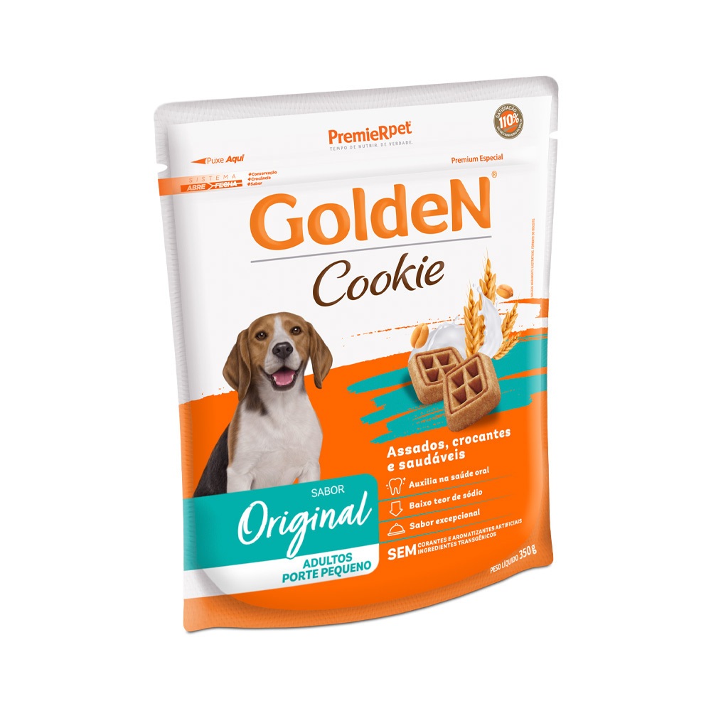 Biscoito Cookie para Cães Adultos de Porte Pequeno Golden Sabor Original 350g