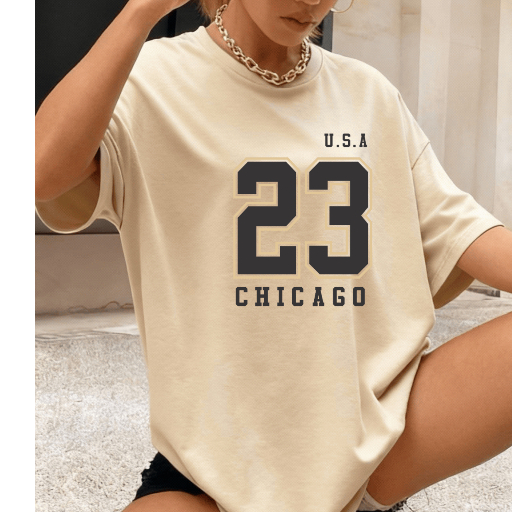 Camiseta Oversized Feminina U.S.A 23 Chicago | Streetwear Feminino | 100% Algodão Fio 30.1