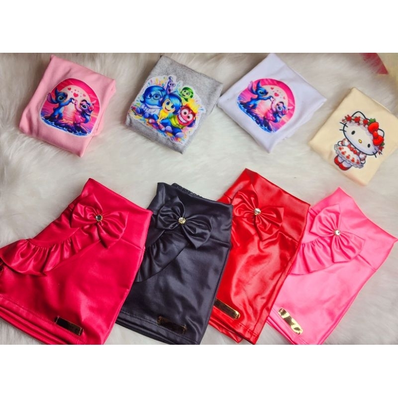 Conjunto Blusa e Short saia De CIRRÉ menina Confortavel Moda verão Infatil Com estampa Aleatoria