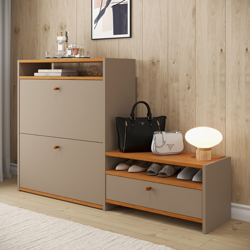 Sapateira Organizadora Com Prateleira e Gaveta Basculante Hall de Entrada - Alexa - Outlet...