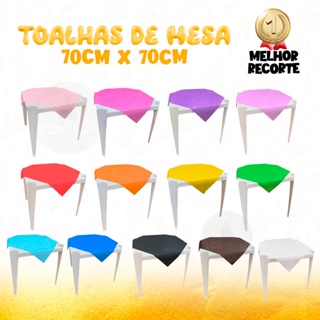 Kit 5|10|15|16|20 Toalhas de Mesa TNT Festa Infantil Cores Vivas Grosso Cobre Mancha Quadrado 70x70 em Oferta na Shopee