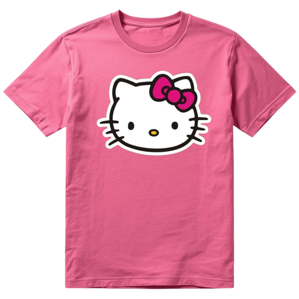 Camiseta Camisa Blusa Hello Kitty Gata Branca Personagem Laço Rosa Infantil Estampada Feminina