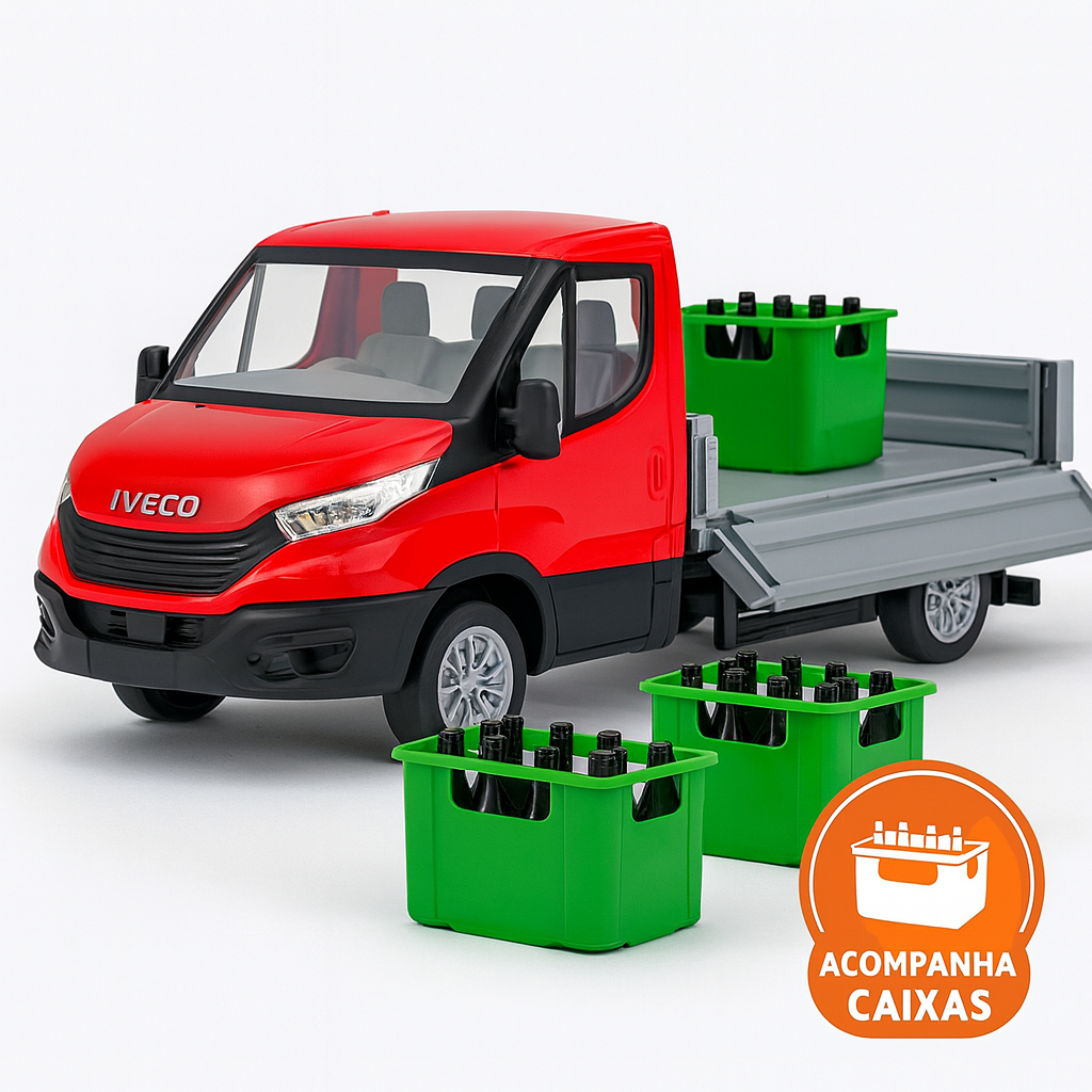 Caminhão Iveco Daily 1/30 Carroceria com Caixas – Brinquedo Realista, Detalhado e Resistente