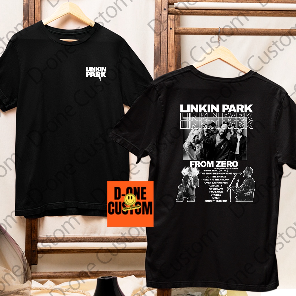 Camisa Camiseta Linkin Park Logo Frente Costa Homenagem Banda Roqueira Rock Preto Branco