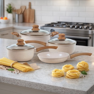 Jogo De Panelas Antiaderente De Indução Revestimento Triplo Cerâmica Reforçada Conjunto Cozinha em Oferta na Shopee