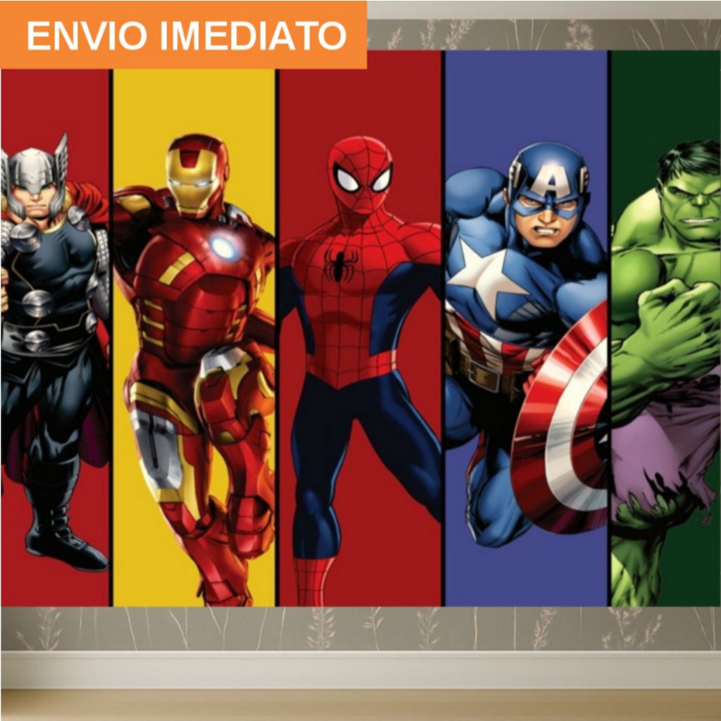 Papel de Parede Autocolante Vingadores Quarto Infantil Menino em Oferta na Shopee