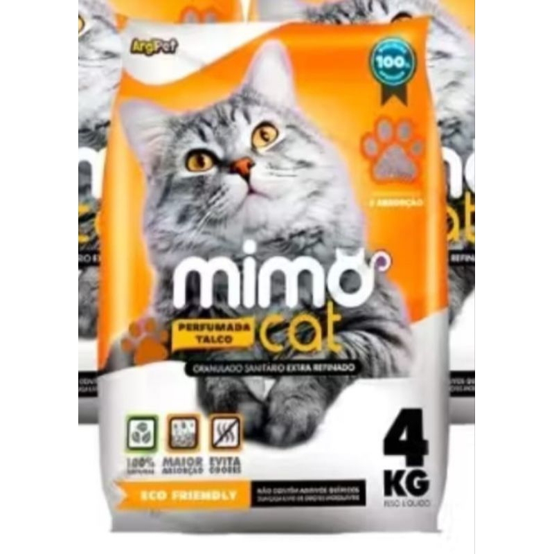 Areia Higiênica Biodegradável de Talco para Gatos Mimo Cat 20 kg Alta Absorção, Grãos Finos Argipet