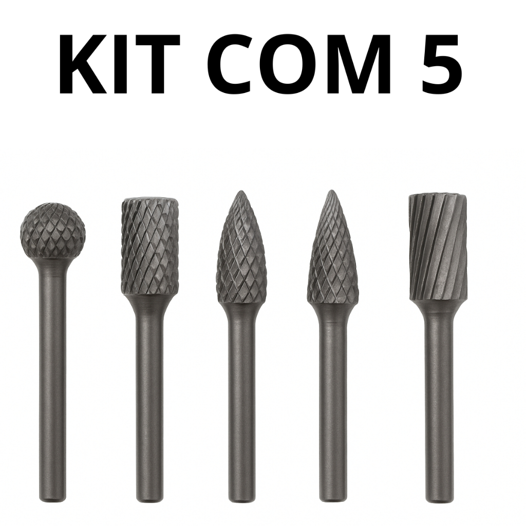 Kit 5 Limas Rotativas para Esmerilhadeira e Furadeira – Aço de Alta Dureza para Madeira, Plástico e Fibra