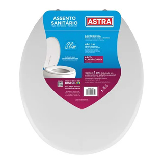 Assento Sanitário Astra Almofadado Slim  Confortável, Fácil de Limpar e Instalar  Econômico  Branco, Preto e Cinza em Oferta na Shopee