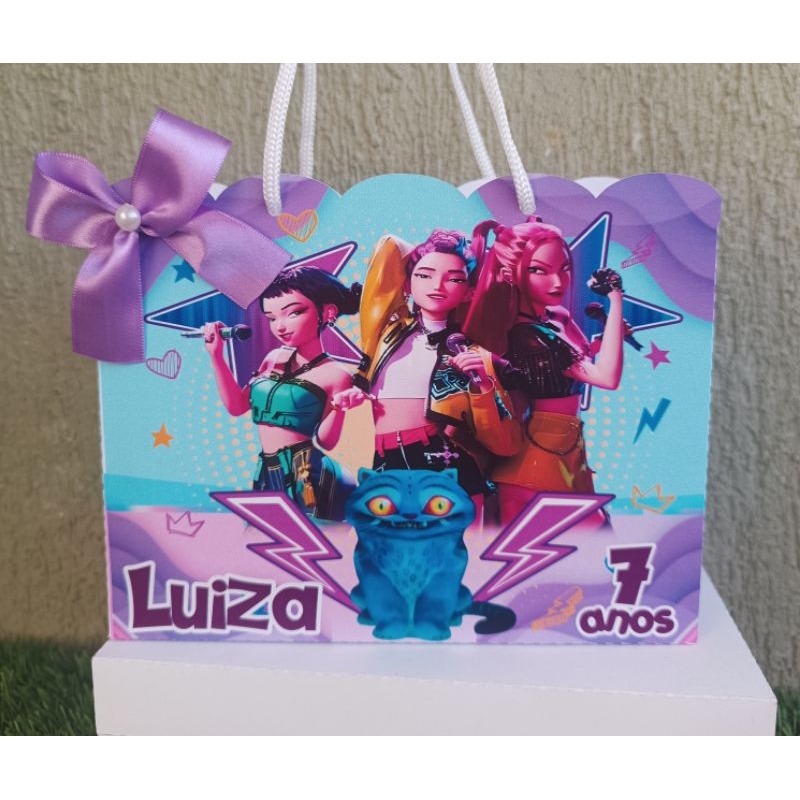 PEGUE E MONTE Sacolinha Personalizada Guerreiras KPOP - LEMBRANCINHA- FESTA INFANTIL - Demon Hunters