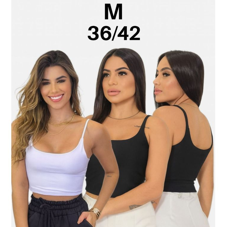 Cropped Alcinha feminino Top Básico  Blusa  – Tamanho Único M 38 aó 42 Bem confortavel em Oferta na Shopee