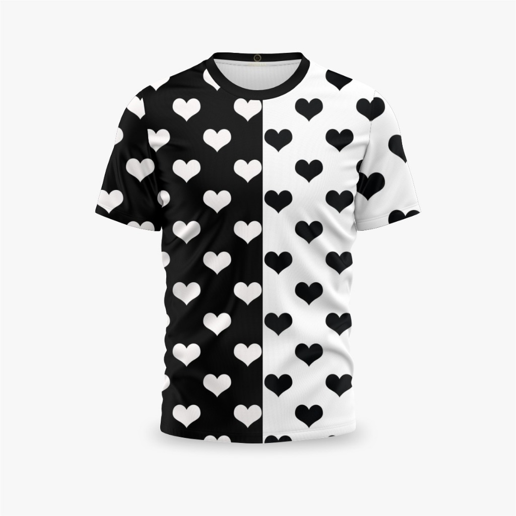 Camisa Camiseta Coração Blusa Poá Estampada Tendencia 2026 Sofisticado Adulto Infantil Unissex