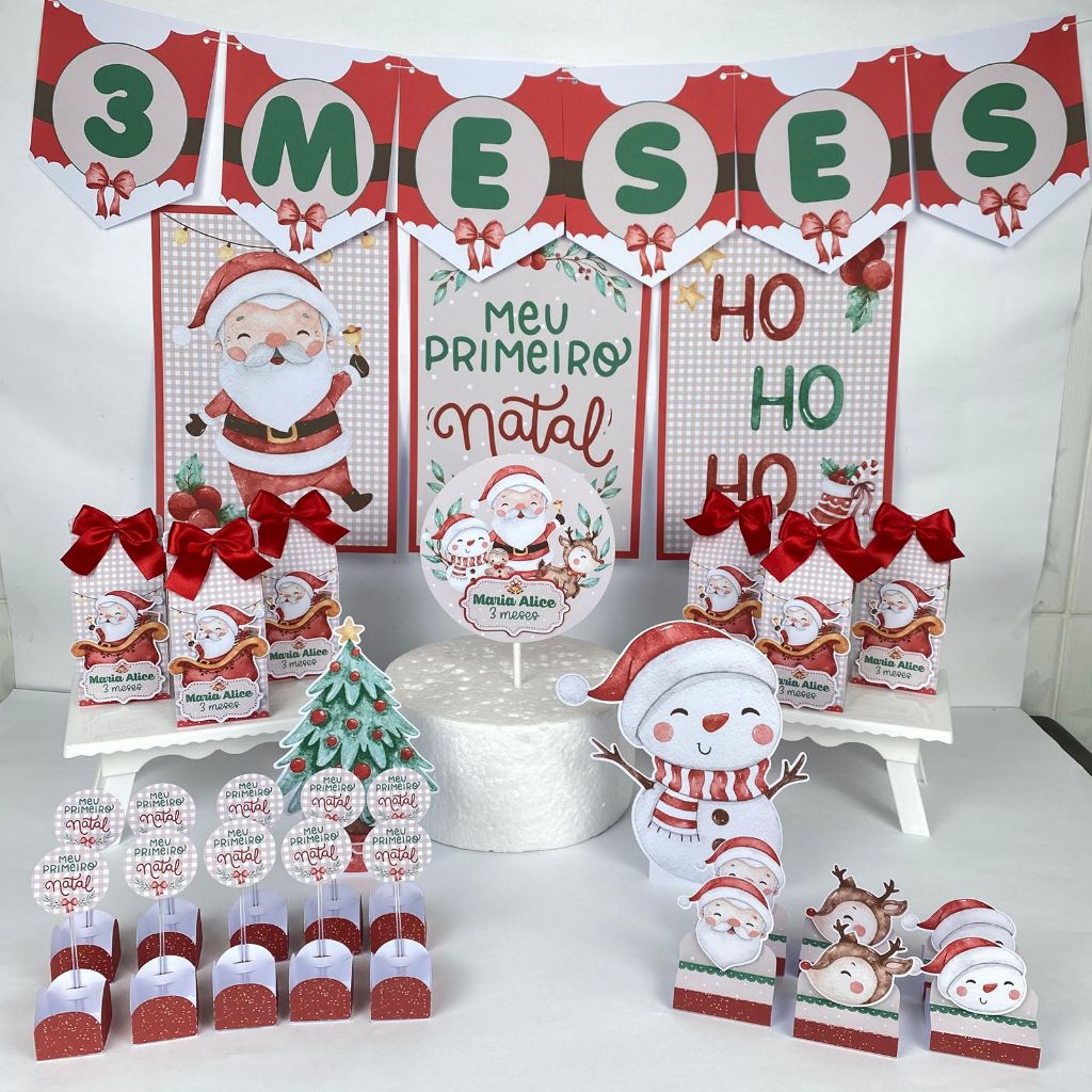 Kit só um bolinho Meu primeiro Natal -aniversário mesversário lembrancinhas caixinhas personalizadas