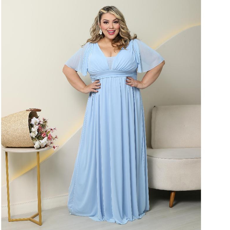 Vestido Longo Plus Size Feminino Luxo Elegante Festa Casamento Madrinha Formatura Bojo Confortável