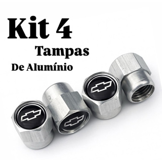 kit 4 Tampas Bico Pneu Compatível com Todos Chevrolet logo Black em Oferta na Shopee